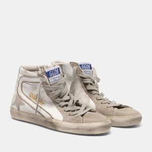 Golden Goose Women's Gray and White High-Top Sneakers